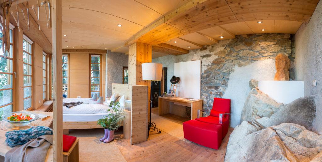 Room at the sustainable organic hotel Grafenast in Austria
