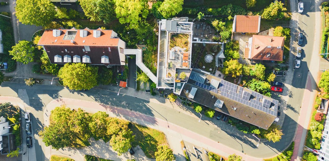 Nachhaltiges Hotel Luise in Erlangen - von oben gesehen
