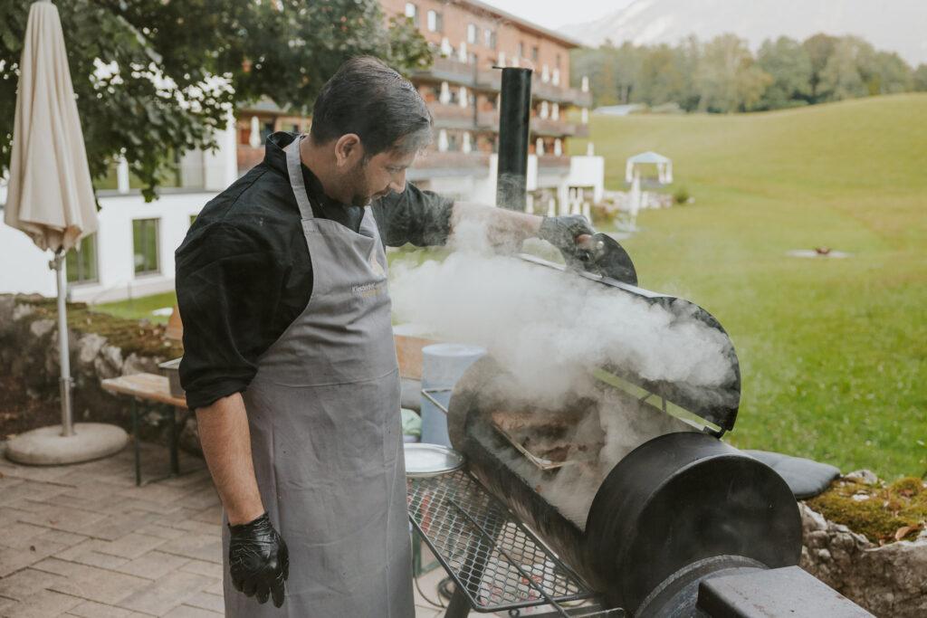 Barbecue on the terrace at the Klosterhof in summer