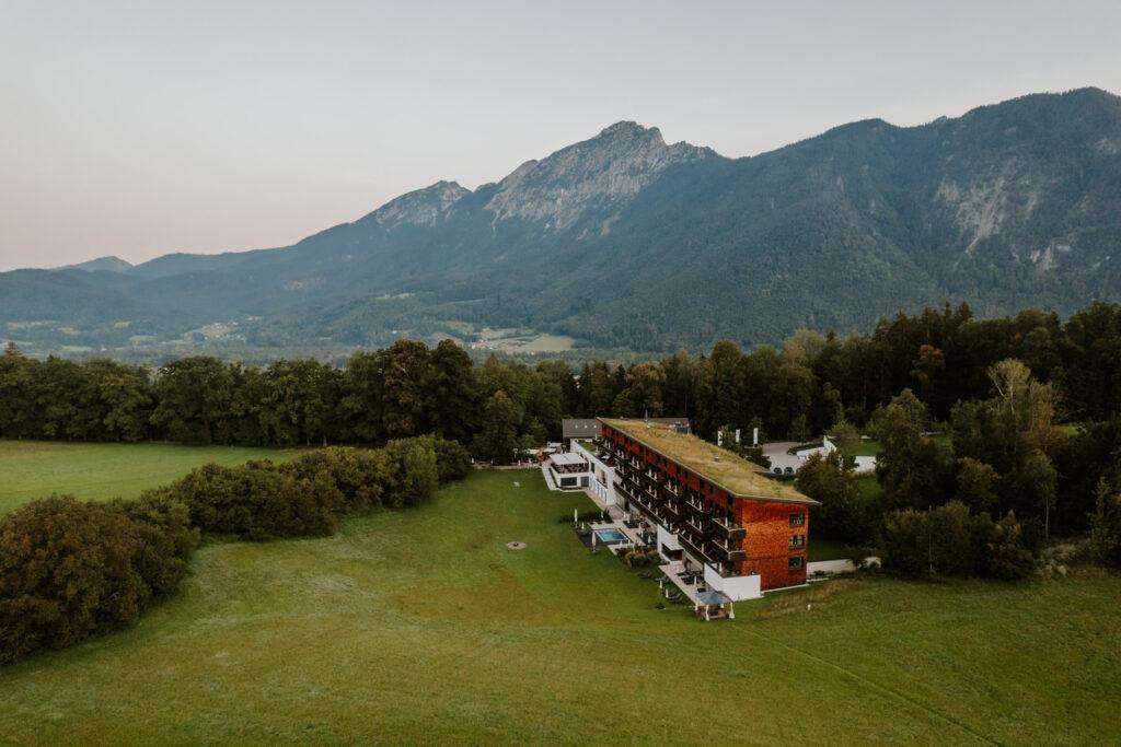 Drone shot of the secluded monastery courtyard