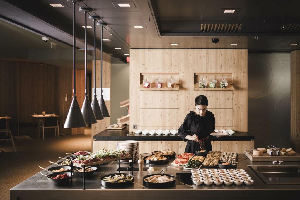 Sustainable tapas buffet at OLM Nature Escape in South Tyrol