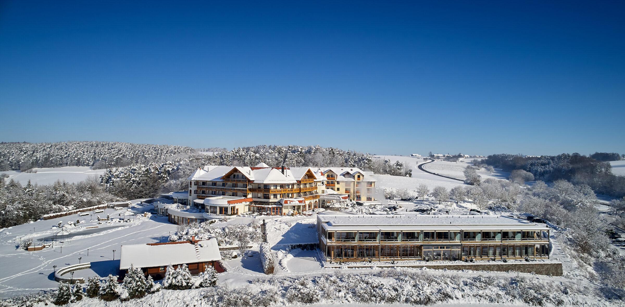Sustainable luxury wellness hotel Der Birkenhof in the Bavarian winter