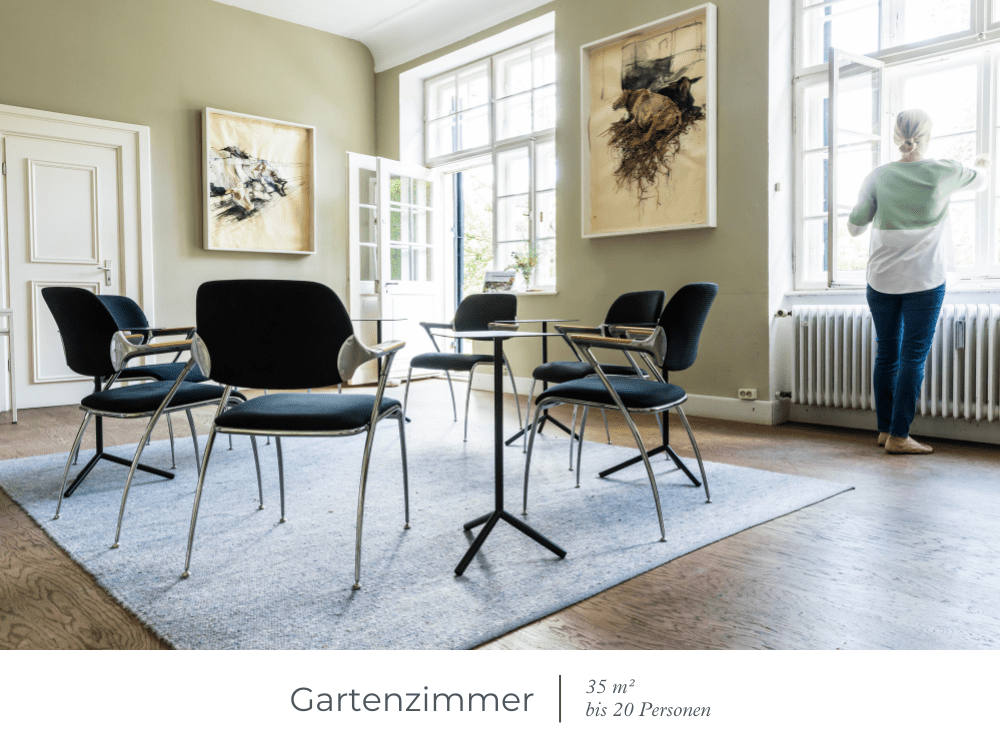 Klein aber fein: Intensive Green meetings im Gartenzimmer auf Gut Sonnenhausen bei München