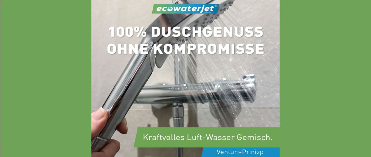 Ecowaterjet by rabmer - Duschkopf mit 50 % Wasserersparnis und vollem Wasserstrahl