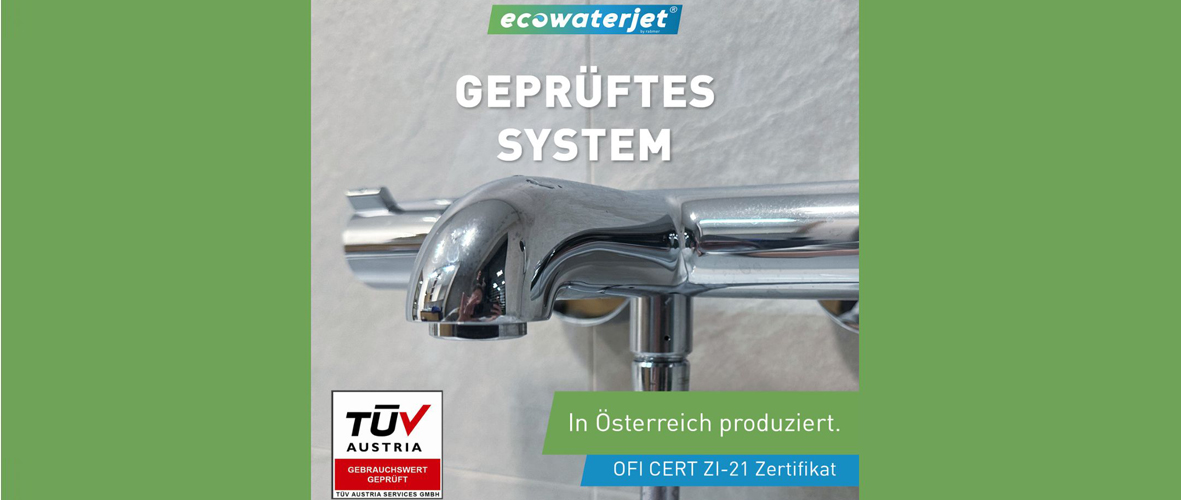 Ecowaterjet by rabmer eingebaut in einen Wasserhahn