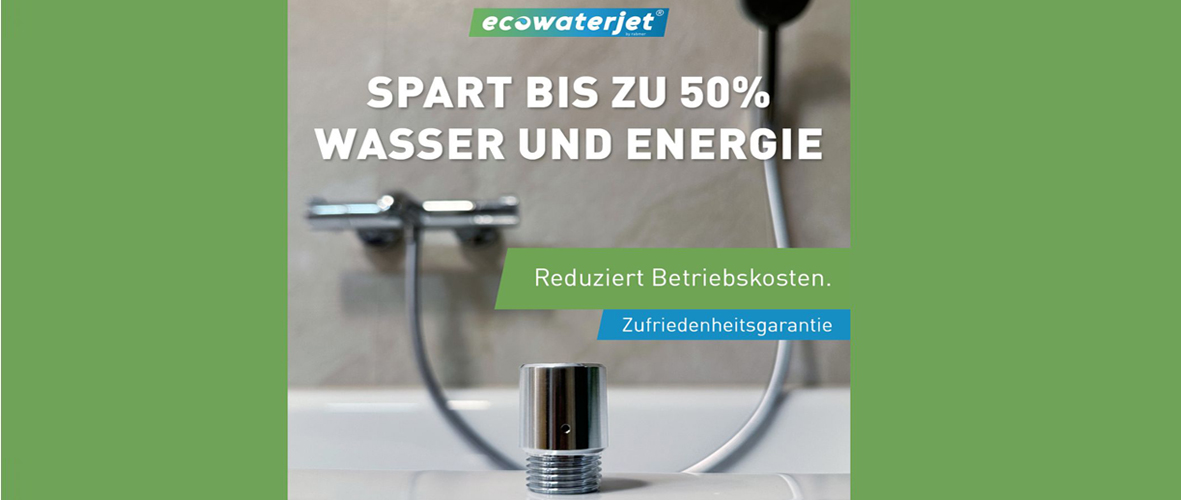 Ecowaterjet by rabmer - eingebaut in eine Hoteldusche das Bauteil ist in Nahaufahme